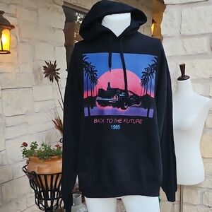 Universal Studios 2XL Back To The Future 1985 Black Hoodie Sweatshirt